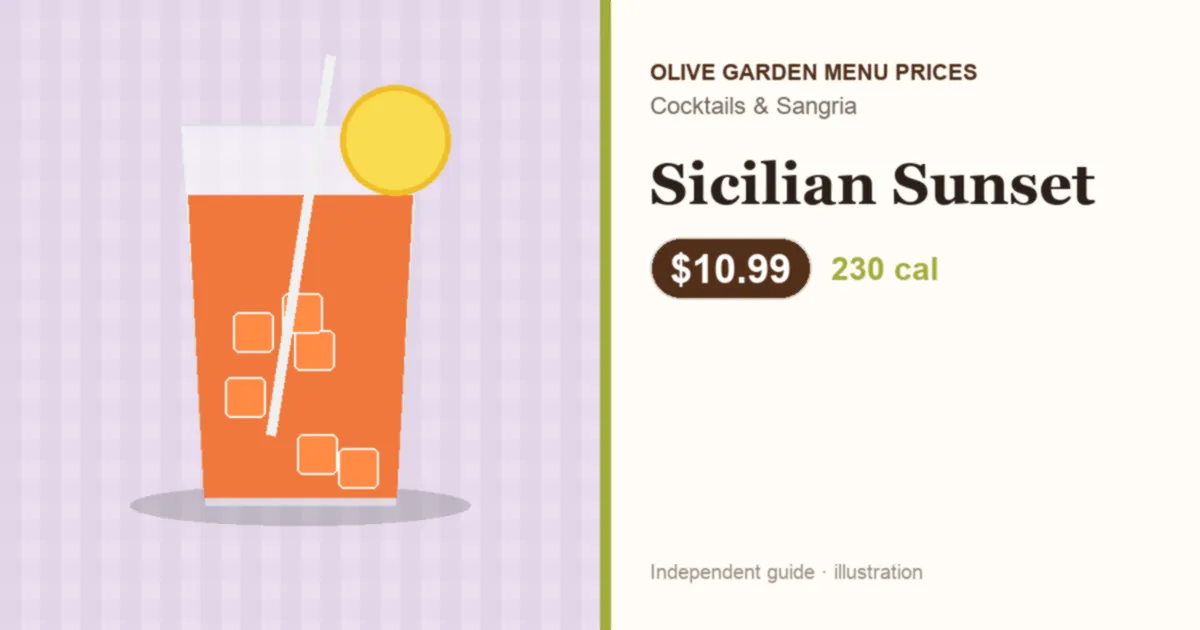 Illustration of Olive Garden Sicilian Sunset with price and calories